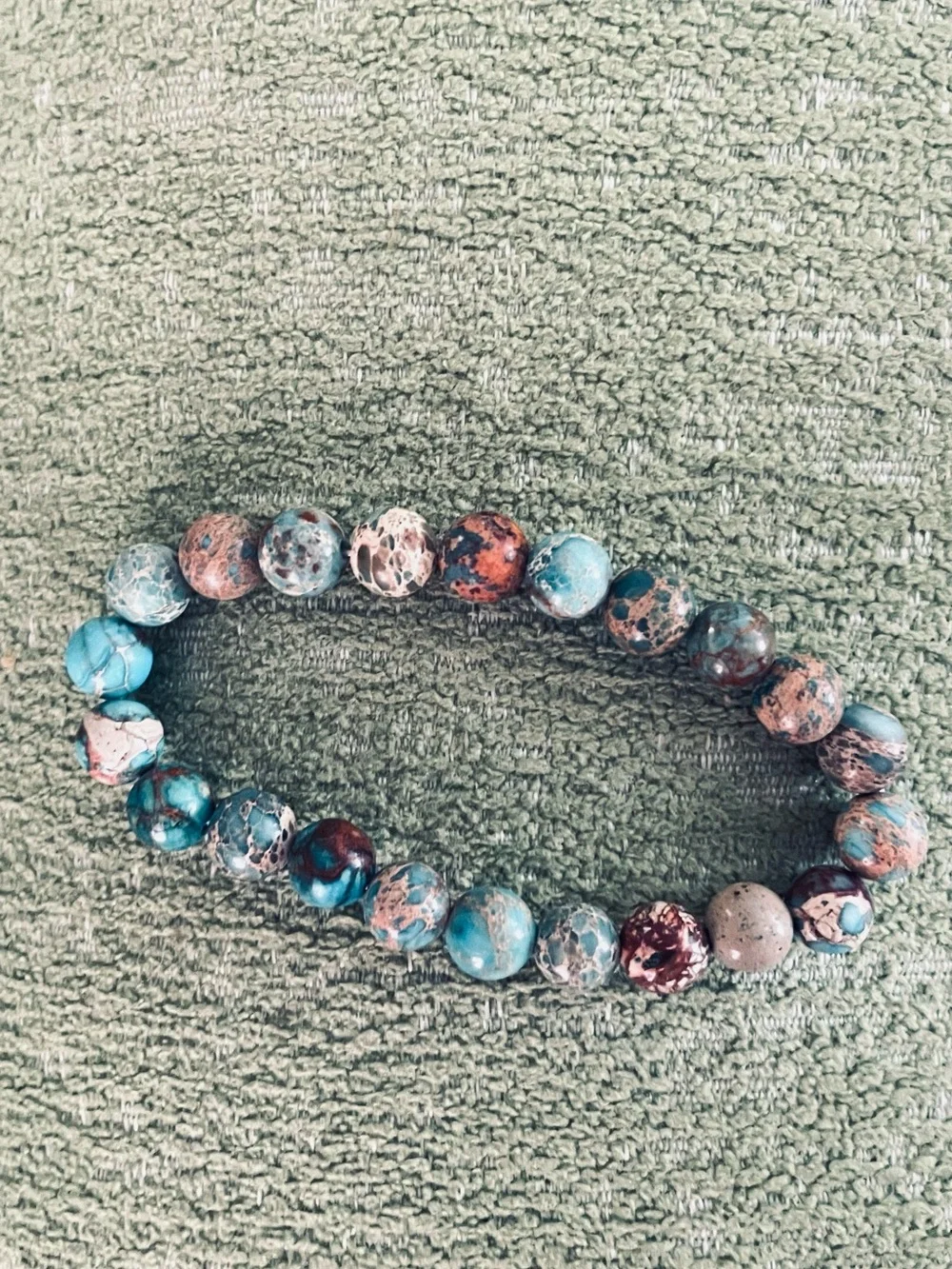 Turquoise Beaded Pendant Necklace and Bracelet Handmade